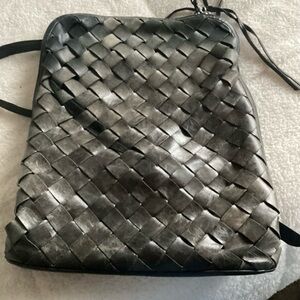 LATICO Woven Olive Green Leather Backpack Purse